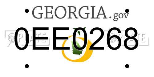 0EE0268 Georgia License Plate
