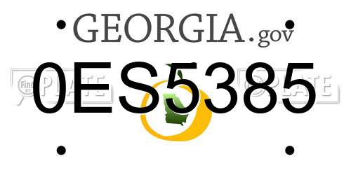 0ES5385 Georgia License Plate