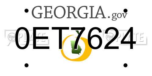 0ET7624 Georgia License Plate