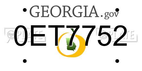 0ET7752 Georgia License Plate