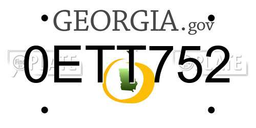 0ETT752 Georgia License Plate