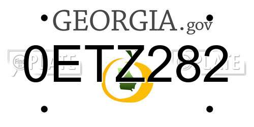 0ETZ282 Georgia License Plate