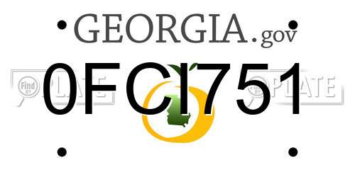 0FCI751 Georgia License Plate