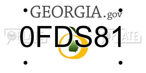 0FDS81 Georgia License Plate