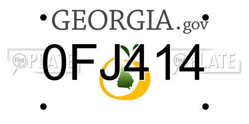 0FJ414 Georgia License Plate