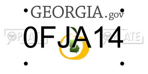 0FJA14 Georgia License Plate