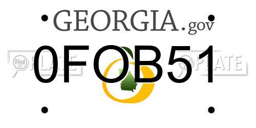 0FOB51 Georgia License Plate