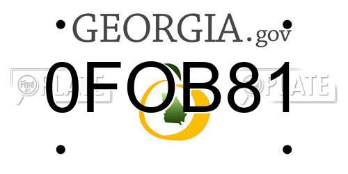 0FOB81 Georgia License Plate