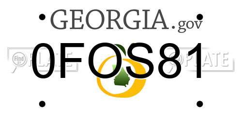 0FOS81 Georgia License Plate