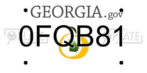 0FQB81 Georgia License Plate