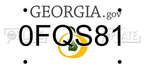 0FQS81 Georgia License Plate