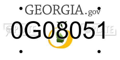 0G08051 Georgia License Plate