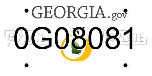 0G08081 Georgia License Plate