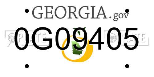 0G09405 Georgia License Plate