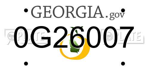 0G26007 Georgia License Plate