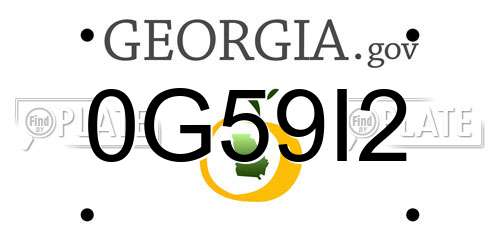 0G59I2 Georgia License Plate