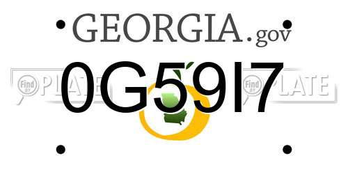 0G59I7 Georgia License Plate