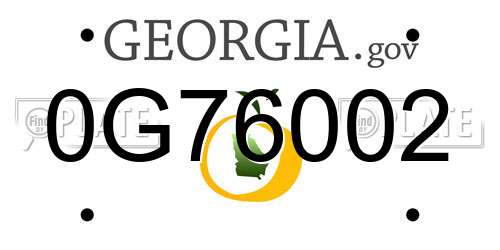 0G76002 Georgia License Plate