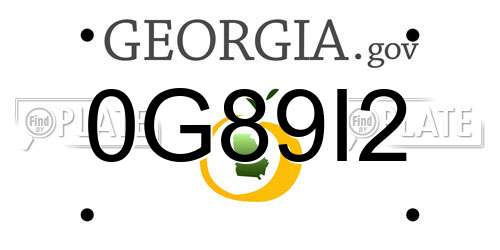0G89I2 Georgia License Plate