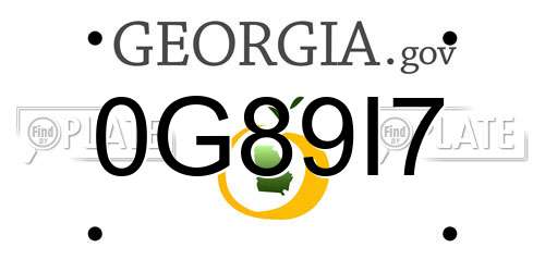 0G89I7 Georgia License Plate