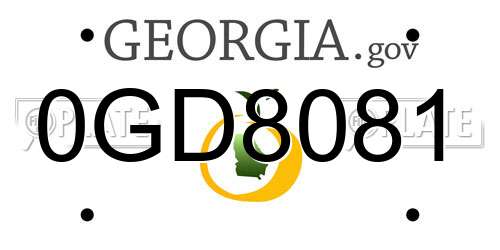 0GD8081 Georgia License Plate
