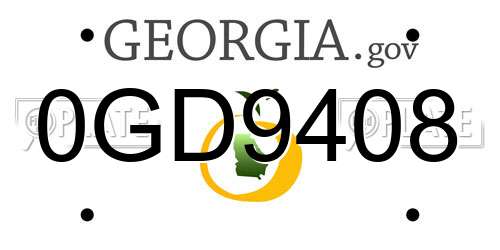 0GD9408 Georgia License Plate