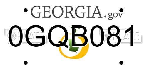 0GQB081 Georgia License Plate