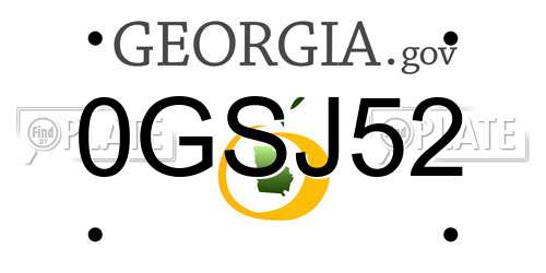 0GSJ52 Georgia License Plate