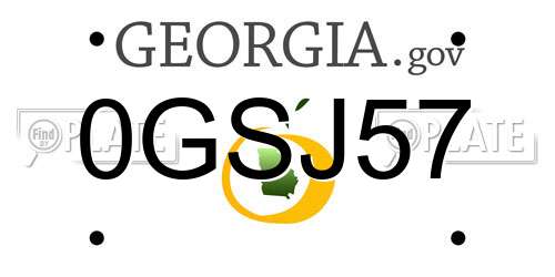 0GSJ57 Georgia License Plate