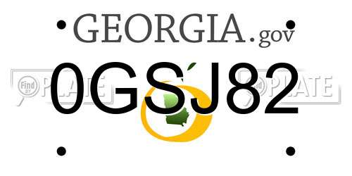 0GSJ82 Georgia License Plate