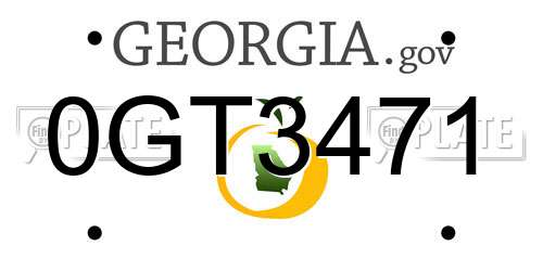 0GT3471 Georgia License Plate