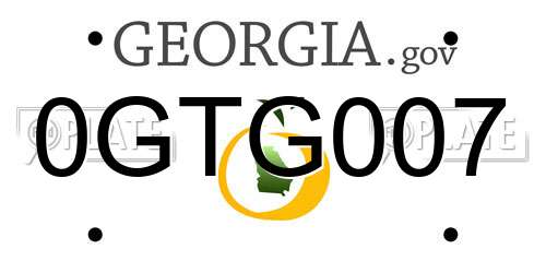 0GTG007 Georgia License Plate