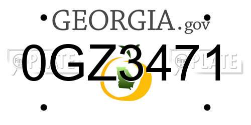 0GZ3471 Georgia License Plate