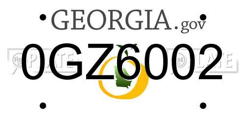 0GZ6002 Georgia License Plate