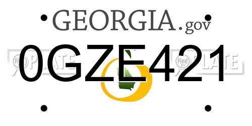 0GZE421 Georgia License Plate