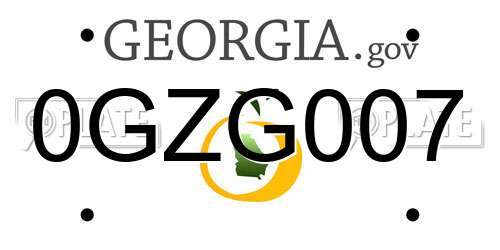 0GZG007 Georgia License Plate