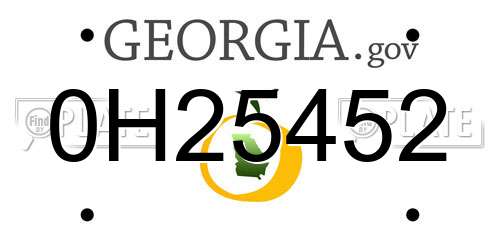 0H25452 Georgia License Plate