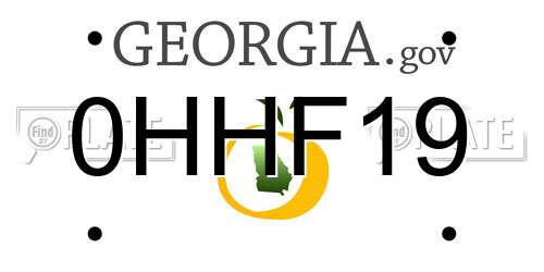 0HHF19 Georgia License Plate