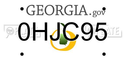 0HJC95 Georgia License Plate