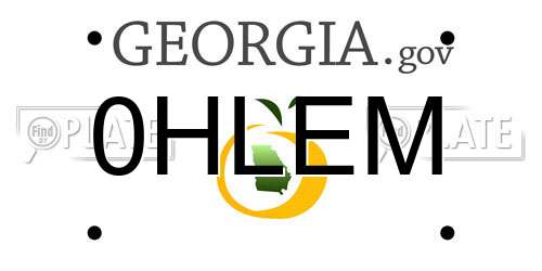 0HLEM Georgia License Plate