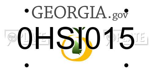 0HSI015 Georgia License Plate