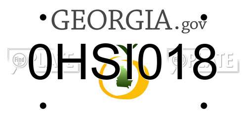 0HSI018 Georgia License Plate