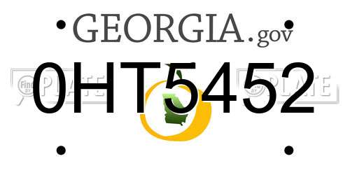 0HT5452 Georgia License Plate