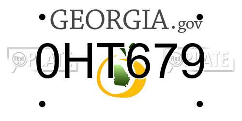 0HT679 Georgia License Plate
