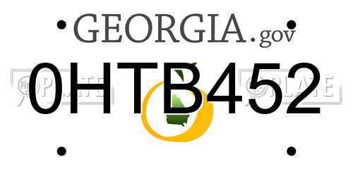 0HTB452 Georgia License Plate