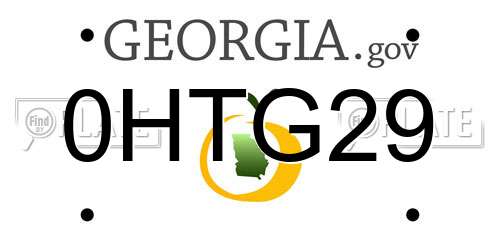 0HTG29 Georgia License Plate