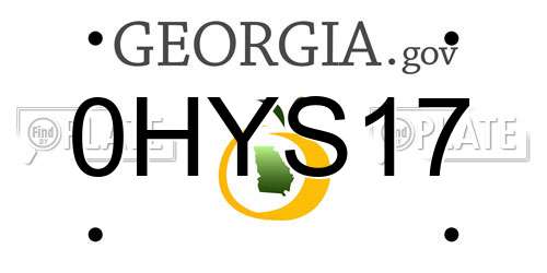 0HYS17 Georgia License Plate