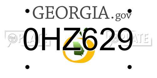 0HZ629 Georgia License Plate