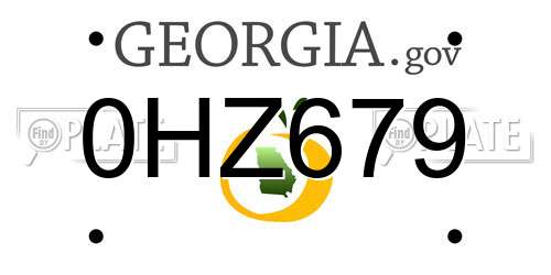 0HZ679 Georgia License Plate
