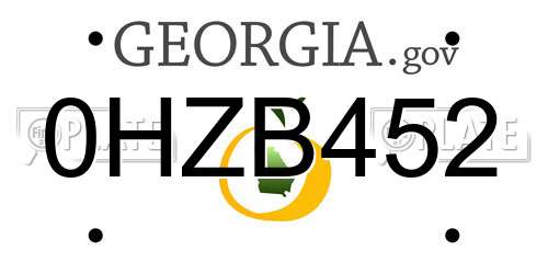 0HZB452 Georgia License Plate